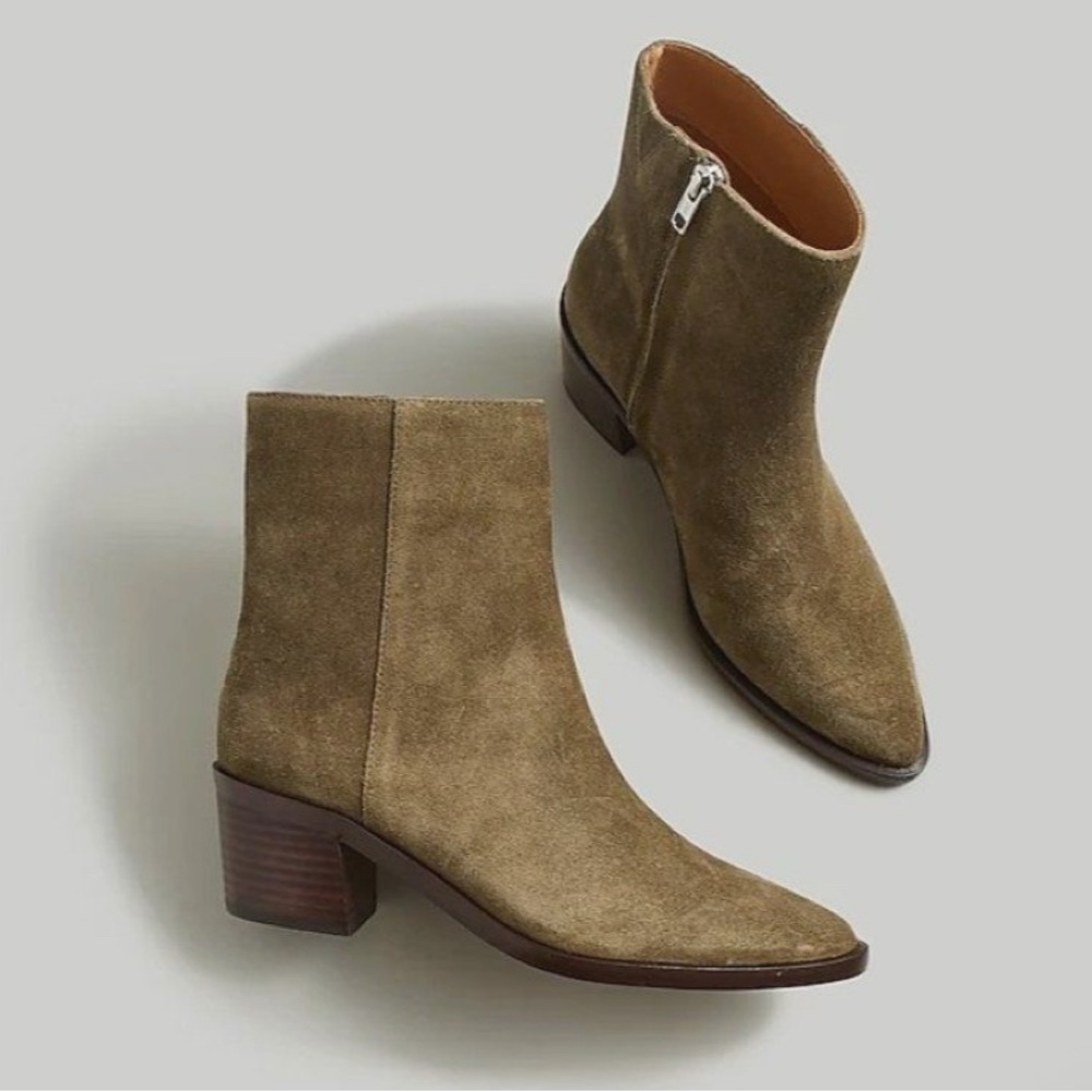 Madewell Olive Suede Ankle Booties Never Worn